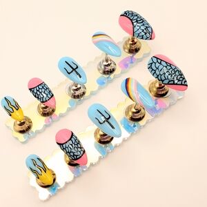 Handcrafted Twenty One Pilots Scaled And Icy Med. Almond Press-On Nails Handmade